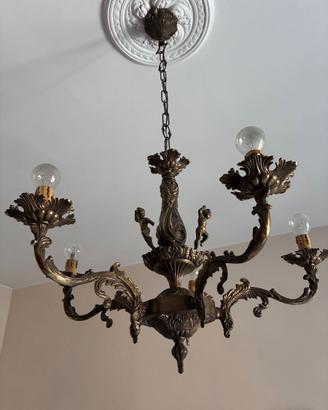 Antico Lampadario Napoleone III barocco