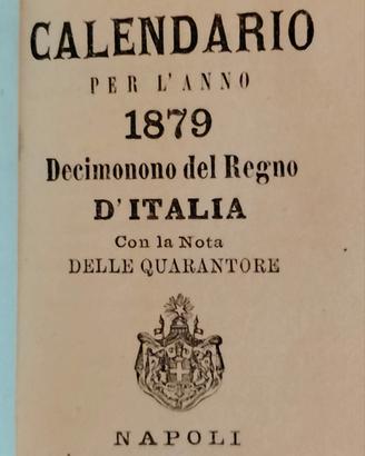 Calendario 1879 Regno d'Italia Napoli Quarantore 