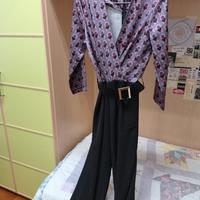 tuta donna con pantaloni larghi neri