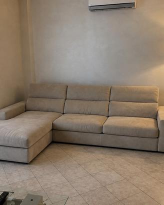 Divano angolare con penisola – Tessuto beige/torto