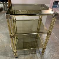 Tavolino carrello bar anni 70 in ottone e vetro
