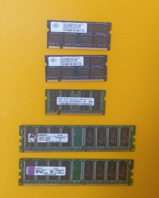 Lotto 5 RAM DDR1 + DDR2 - Notebook e Desktop