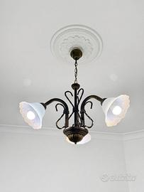 lampadario classico bronzo con 3 punti luce