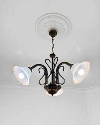 lampadario classico bronzo con 3 punti luce