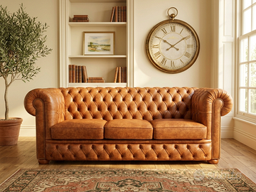 Chesterfield divano sofa 3 posti in pelle vintage