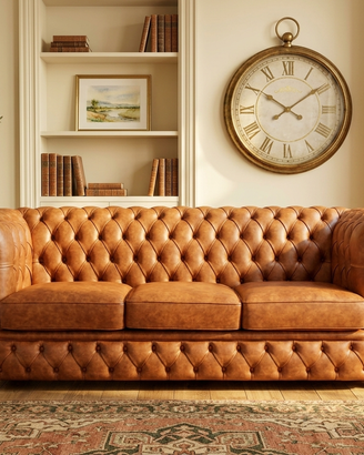Chesterfield divano sofa 3 posti in pelle vintage