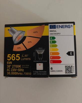 Set 2 faretti LED GU10 da 6W Luce bianco caldo