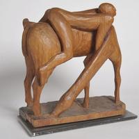 G. DEFENDI SCULTURA IN LEGNO "UOMO A CAVALLO"