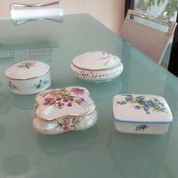 4 scatole in porcellana Limoges vintage