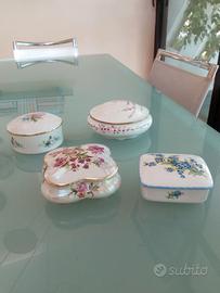 4 scatole in porcellana Limoges vintage