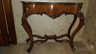 Consolle antica '800 con piano in marmo scuro
