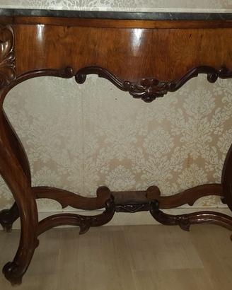 Consolle antica '800 con piano in marmo scuro
