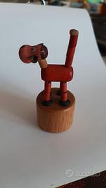 Giocattolo in legno vintage anni '50 Push puppet