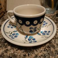 Due tazze con piattini ceramica polacca