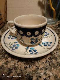 Due tazze con piattini ceramica polacca