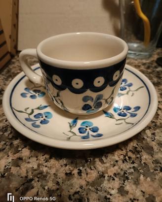 Due tazze con piattini ceramica polacca
