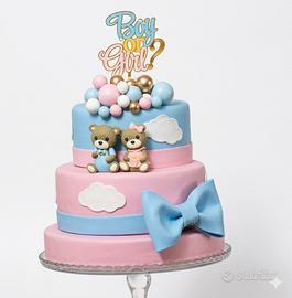 Torta finta Gender Reveal - Orsetti Rosa e Azzurro