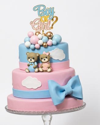 Torta finta Gender Reveal - Orsetti Rosa e Azzurro