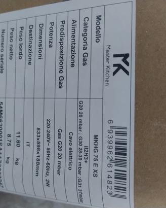 Piano cottura a gas Master Kitchen MKHG 75 E XS –