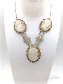 Collana argento XX secolo con cammeo