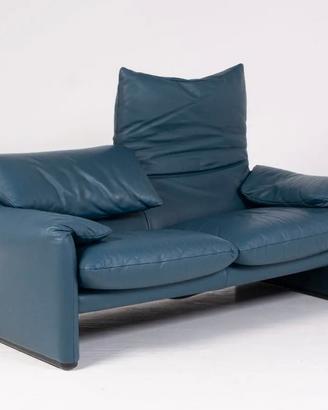 Divano Cassina Maralunga 2 posti - Pelle blu Avio