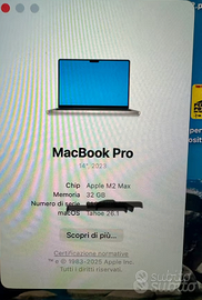 Macbook M2 MAX 14 1tb 32gb tera
