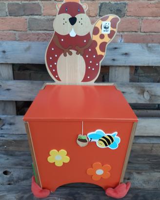 Cassapanca/seggiola legno per bambini wwf