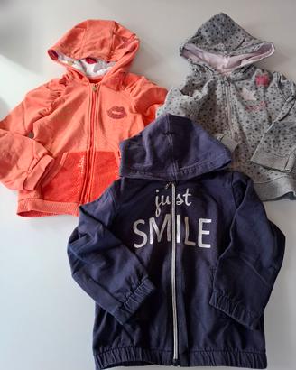 Set 3 felpe bambina con cerniera 2-3 anni miste