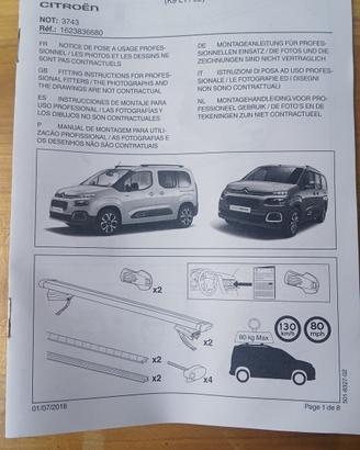 Barre portapacchi per Berlingo mod. M/XL