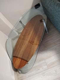 tavolino da salotto con piano in vetro