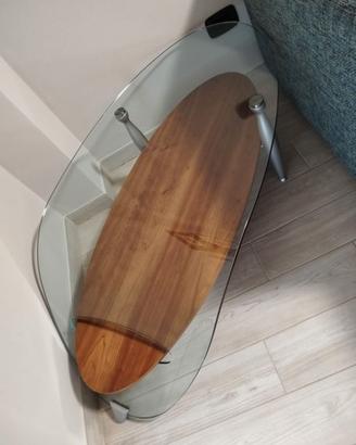 tavolino da salotto con piano in vetro