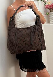 Gucci modello Hobo in tela/nylon marrone