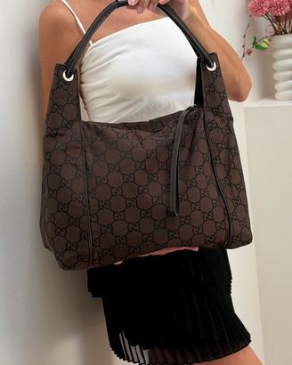 Gucci modello Hobo in tela/nylon marrone