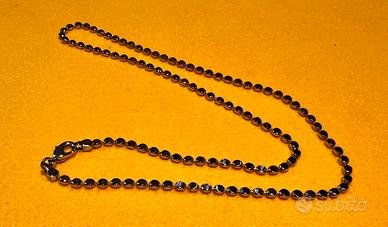 Catena argentata maglia pallini piatti