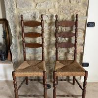 Coppia sedie vintage legno marrone impagliate