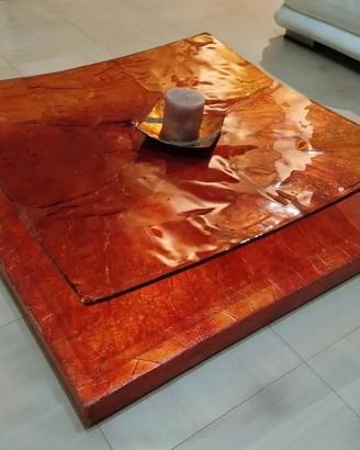 Tavolino in vetro lavorato a fiamma con base in te