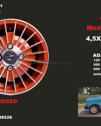 Cerchi grifo 12 pollici 4x98 ROSSO fiat 126
