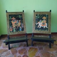Sedia in legno, India, dipinta a mano, in legno