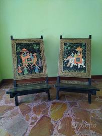 Sedia in legno, India, dipinta a mano, in legno