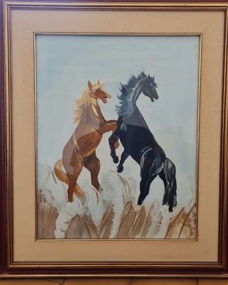 Quadro vintage con cavalli