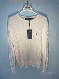 Maglione ralph lauren bianco con logo nero