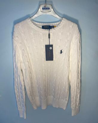 Maglione ralph lauren bianco con logo nero