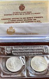 S.Marino dittico Argento XV olimpiade Calgary e Se