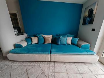 Divano rifoderato e imbottito velluto LAVABILE. 