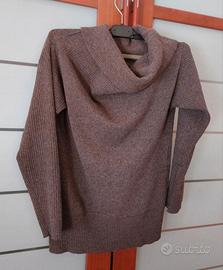 Maglione Marrone con Collo Ampio Brand Sisley
