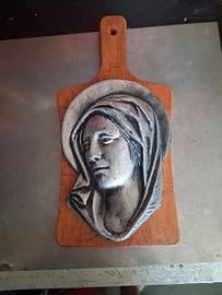 Madonna in metallo e legno