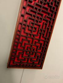 Pannello decorativo cinese con sfondo rosso, led