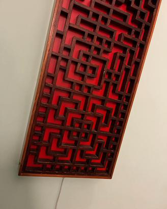 Pannello decorativo cinese con sfondo rosso, led