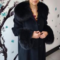 Cappotto nero di lana merinos 100% e visone