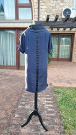 Abito vintage midi Prada in seta blue dettagli ner